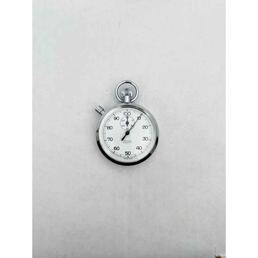 Racine Select Vintage Mechanical Stopwatch Swiss Silver Tone 100 Second Dial New